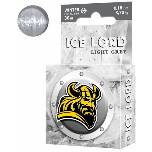 Леска зимняя для рыбалки AQUA Ice Lord Light Grey 0,18mm 30m, цвет - светло-серый, test - 3,70kg ( 1 штука )