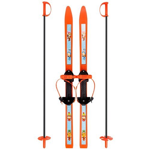 Прогулочные лыжи Олимпик Вираж-спорт с креплением Цикл, с палками, 100 см, оранжевый