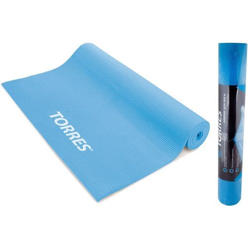 Коврик для йоги TORRES Basis 3 YL10023, толщина 3 мм, ПВХ, голубой