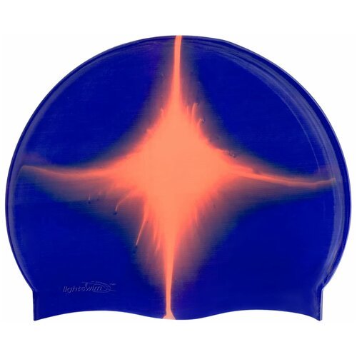 Шапочка для бассейна силиконовая детская/подростковая Light Swim С/LS5, обхват головы 50-55 см, цвет 4, Синяя с оранжевым