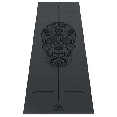 Коврик ART Yogamatic Skull, 185х68 см grey 0.4 см