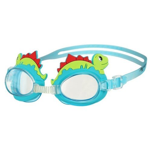 Очки для плавания детские «Динозаврик» + берушки, цвет голубой