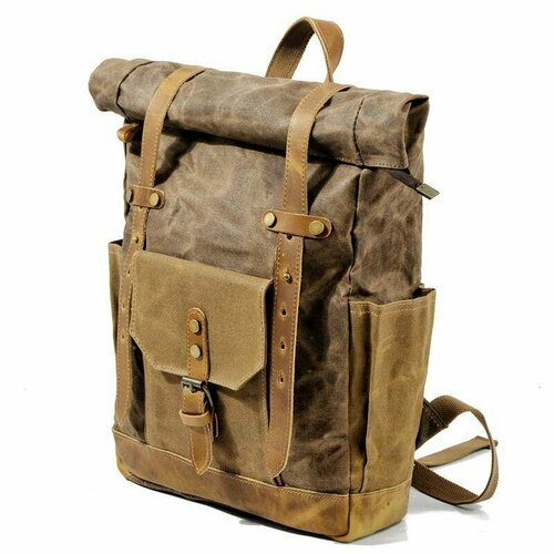 Рюкзак для путешествий повседневный с деталями из натуральной кожи