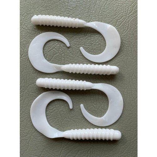 Мягкая силиконовая приманка Твистер (Tail Grub) 7.6 см 10шт Белый (White).