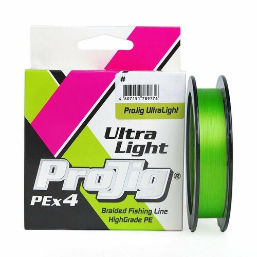 Плетеный шнур ProJig UltraLight 0,09 мм тест 4,6 кг длина 100 м цвет светло-зеленый