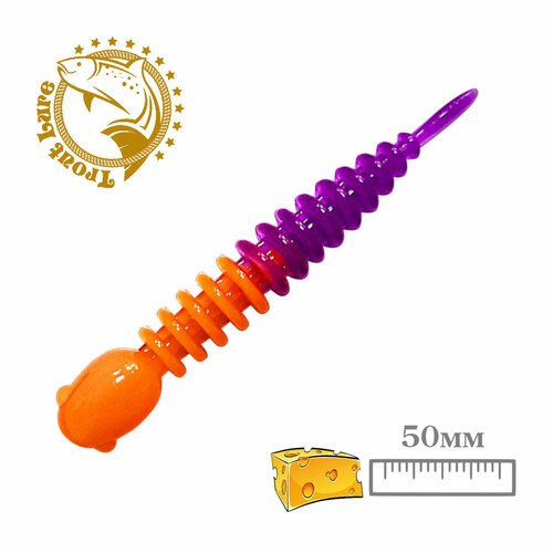 Силикон TROUT LURE (SANSAN) в банке, GOLOVASTIK 50, СЫР, COL. 25 (Orange-Purple), (12шт)