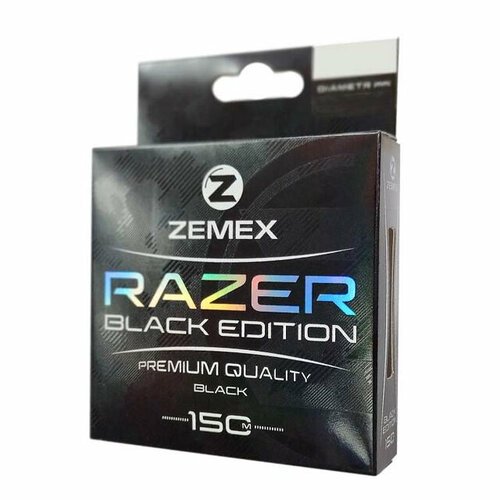 Монофильная леска Zemex Razer Black Edition 150m black - d 0.203 mm, 4.1 kg