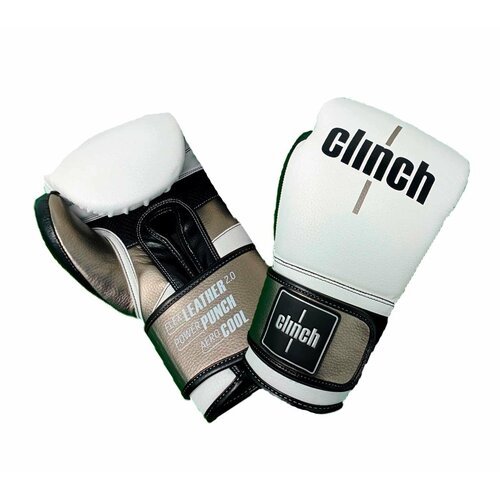 C141 Перчатки боксерские Clinch Punch 2.0 бело-черно-бронзовые - Clinch - Белый - 12 oz