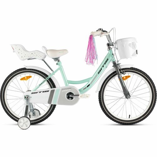 Велосипед Sitis Marie 20' (2024) детский для девочек, стальная рама с барабанными тормозами, 1 скорость, для роста 120-135 см, цвет Mint