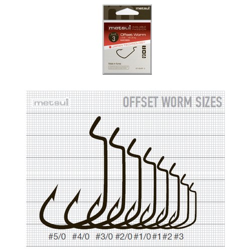 Metsui, Крючки Offset Worm, №5/0, bln, 6шт.