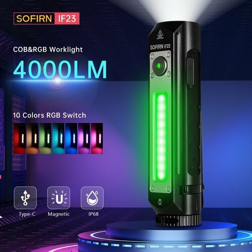 Sofirn IF23 Мощный светодиодный фонарь 21700 аккумулятор 4000лм USB C Фонарь с магнитом