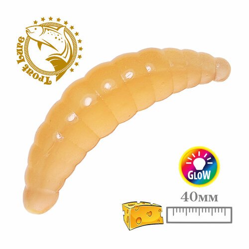 Силикон TROUT LURE (SANSAN) в банке, MAGGOT 40, СЫР, COL. 106 (Clear Orange/Orange Glow), (10шт)