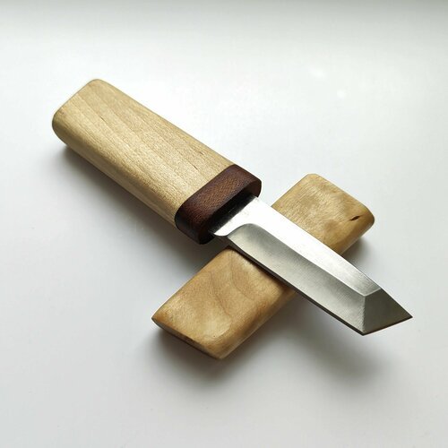 Туристический малый нож 'Киридаши' танто, в деревянных ножнах, нож грибника, ручной работы. Длина лезвия 7 см+