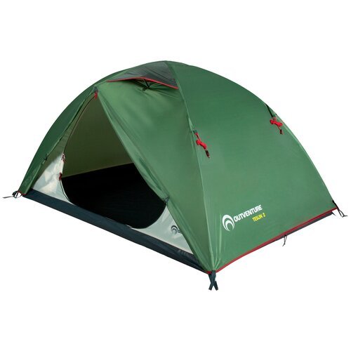 Палатка кемпинговая двухместная OUTVENTURE Teslin 2 темно-зеленый, темно-зеленый