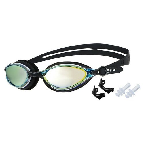 Очки для плавания +беруши и набор съёмных перемычек, взрослые, с UV защитой