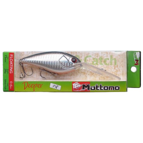 Воблер Mottomo Deeper 75F Silver Fish кренк, 75 мм, 26 г