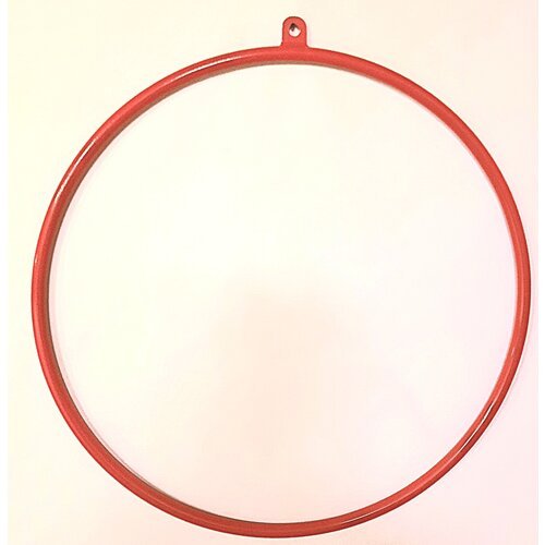Металлическое кольцо для воздушной гимнастики, с подвесом, цвет красный, диаметр 80 см.