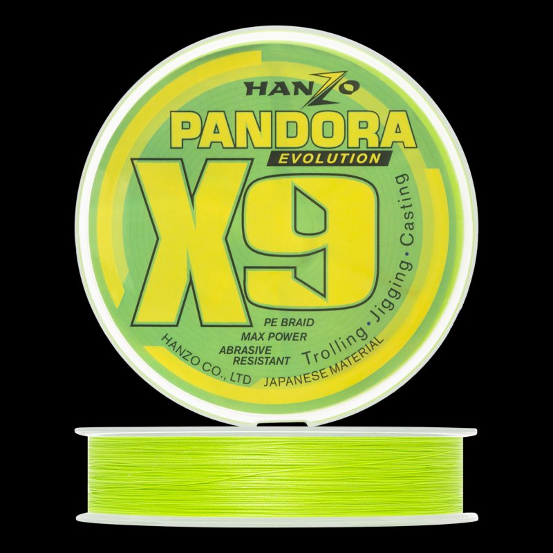 Шнур плетеный Hanzo Pandora Evolution X9 #2,0 0,24мм 300м 300м (green)