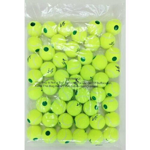 Теннисный мяч детский Tennis Life, набор мячей 48 штук в упаковке, зелёно-жёлтый