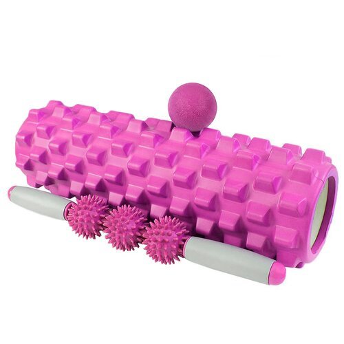 Набор для йоги (валик Moderate M, массажер роликовый, мяч) в чехле цвет: розовый