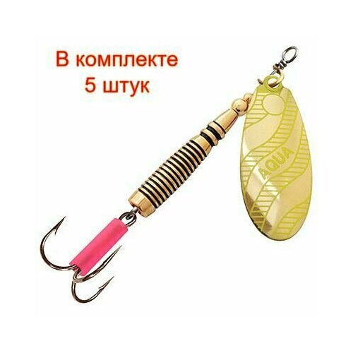 Блесна для рыбалки AQUA VELTIC 7,0g, лепесток № 1, цвет 02 (золотой), 5 штук в комплекте