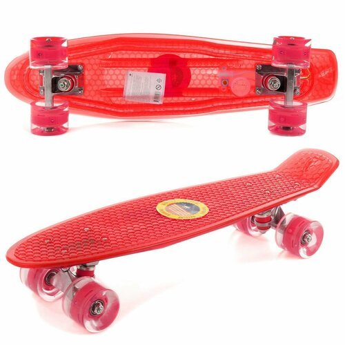 Детский скейтборд с подсветкой и USB, 57*15 см, Veld Co / Светящиеся PU колеса / Пластиковая доска для катания