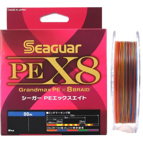 Шнур плетёный Kureha PE 8 Seaguar X8 Grandmax PE 200m #0.8 multicolor 0,148mm 18LB.