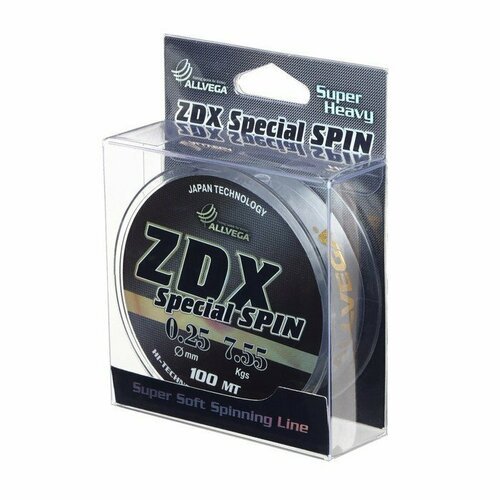 Леска Allvega ZDX Special spin диаметр 0.25 мм, тест 7.55 кг, 100 м, прозрачная (комплект из 4 шт)