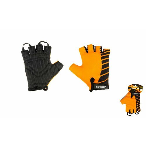 Велоперчатки 'MAN', короткие пальцы, гелевые вставки, дышащая лайкра/иск. замша, размер 'XL' (цвет черный, оранжевый)