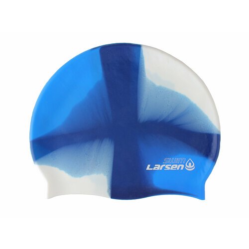Шапочка плавательная Larsen Swim MC49, силикон, синий/белый