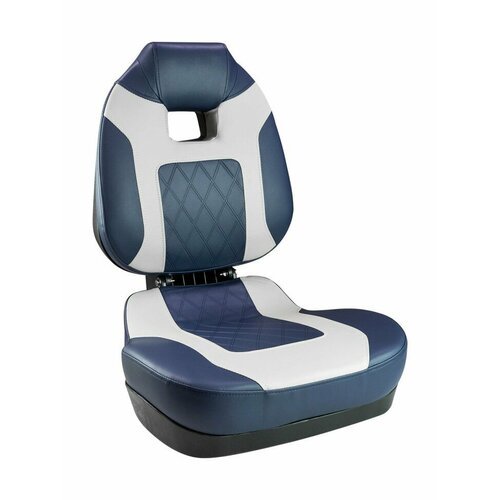 Кресло складное мягкое FISH PRO II с высокой спинкой, цвет синий/серый