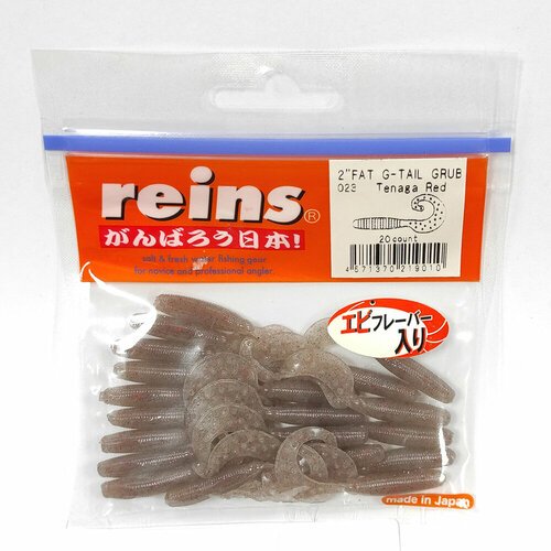 Силиконовая приманка REINS FAT G TAIL GRUB 2' Цв. 023-Tenaga Red, 20 шт. пач