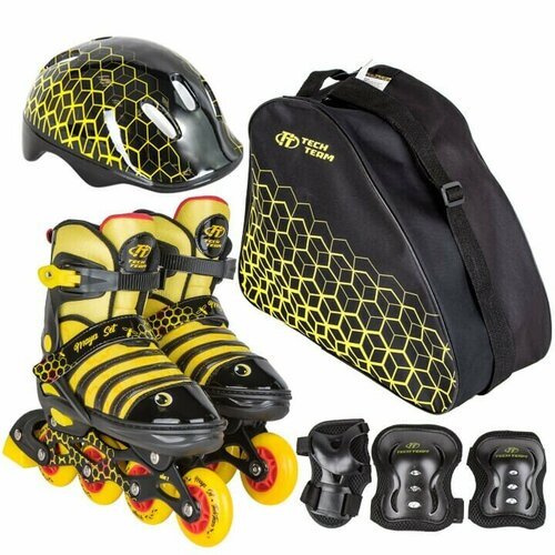Набор: ролики, шлем, защита, сумка для переноски Maya Set, р30-33 S, черный