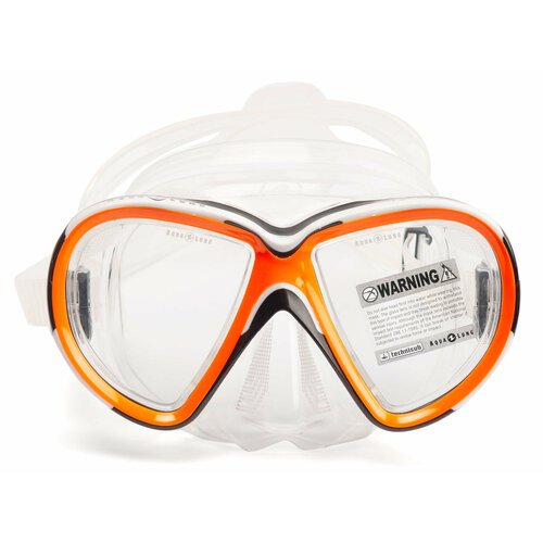 Маска для плавания AQUA LUNG REVEAL X2, оранжевая рамка, прозрачный силикон