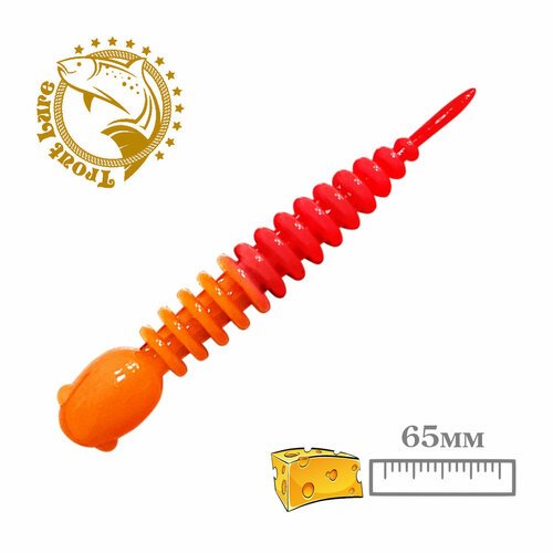 Силикон TROUT LURE (SANSAN) в банке, GOLOVASTIK 65, СЫР, COL. 23 (Orange-Red), (12шт)