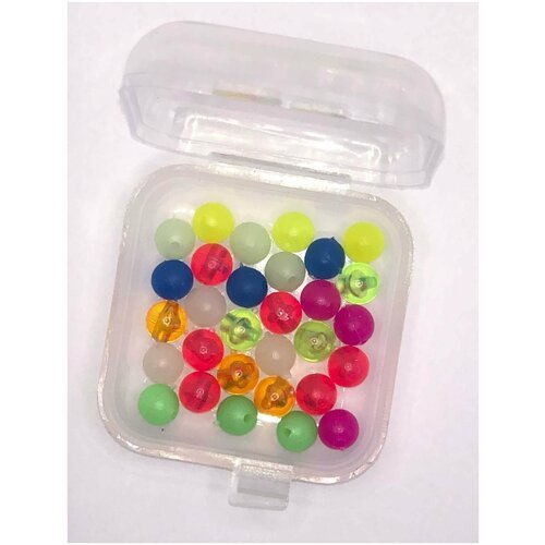 Рыболовный набор светящихся пластиковых бусин в коробочке (№5 - Микс. 10 цветов)