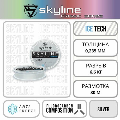 Леска Зимняя / Sprut Skyline Classic Silver (0,235mm/6,6kg/30m)