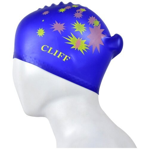 Шапочка для плавания CLIFF силиконовая CS13, для длинных волос, синяя