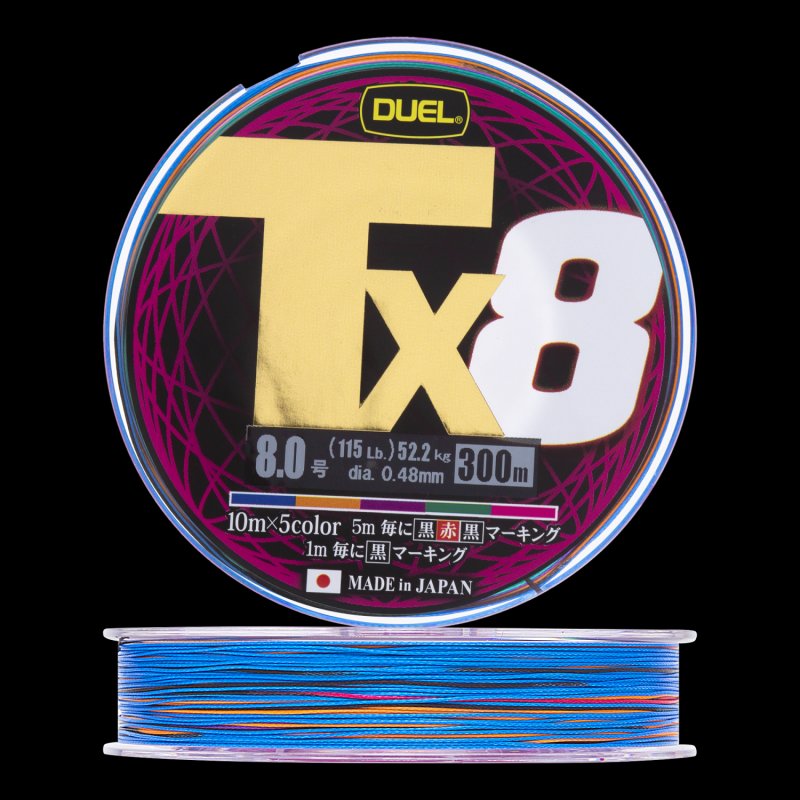 Шнур плетеный Duel PE Tx8 #8 0,48мм 300м (5Color)