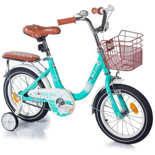 Велосипед детский со съемными тренировочными колесами Mobile Kid Genta, 14 дюймов, бирюзовый