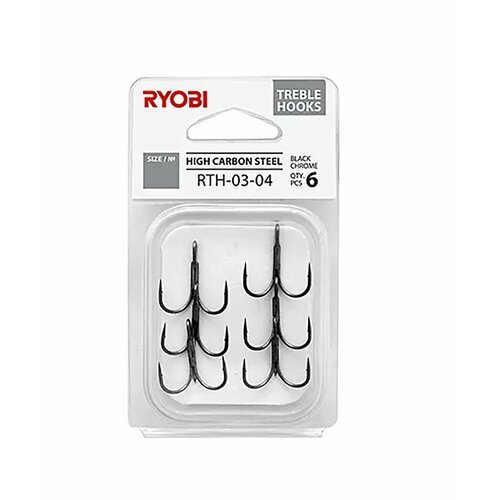 Крючок тройник рыболовный RYOBI RTH-03 №04 ( упк. по 6шт.)