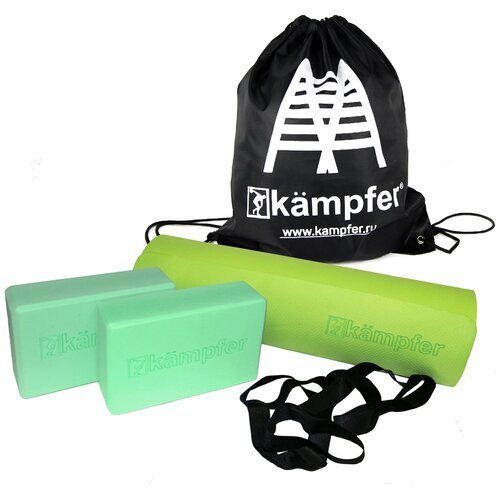 Комбо-набор для йоги Kampfer Combo Green (зеленый/черный)