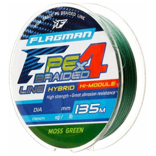 Шнур Flagman PE Hybrid F4 135m MossGreen 0,23mm. 11,4кг/25lb