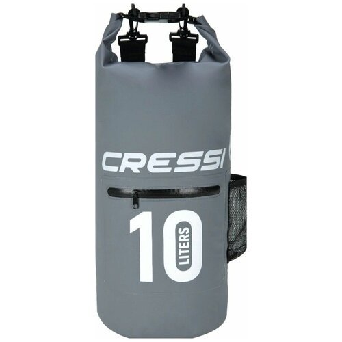 Гермомешок CRESSI с лямкой и карманом DRY BAG ZIP 10 литров серый