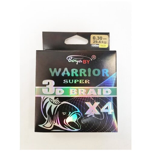 Плетенка BoyaBy 3Dx4 100м, d 0.30mm 29.4kg WARRIOR Super braid