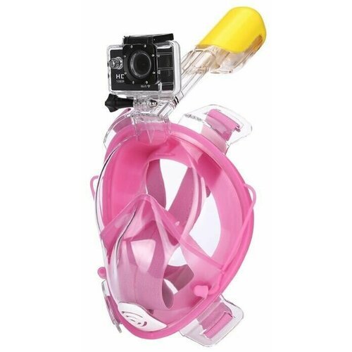 Подводная маска для Взрослых и Детей / Полнолицевая с креплением для экшн-камеры / Розовая L/XL