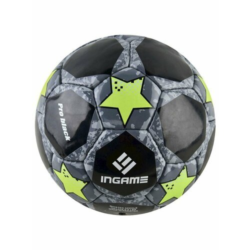 Мяч футбольный INGAME Pro Black №5, (черно-зеленый) IFB-117