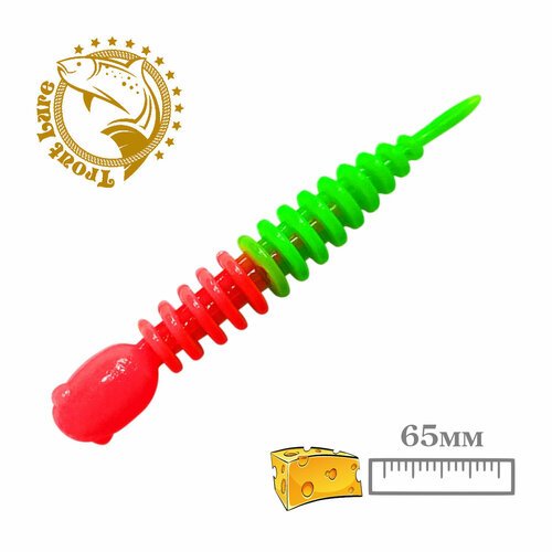 Силикон TROUT LURE (SANSAN) в банке, GOLOVASTIK 65, СЫР, COL. 32 (Red-Green), (12шт)