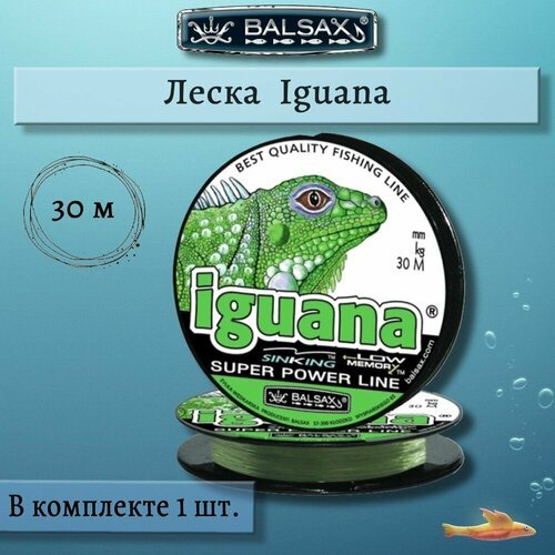 Леска поводочная для рыбалки Balsax Iguana 30м 0,08мм 0,95кг светло-зеленая (1 штука)