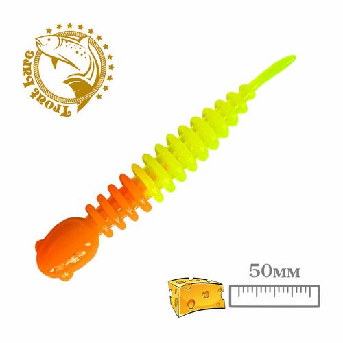 Силикон TROUT LURE (SANSAN) в банке, GOLOVASTIK 50, СЫР, COL. 22 (Orange-Lemon), (12шт)